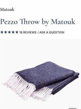 Matouk Navy Throw with White Fringe